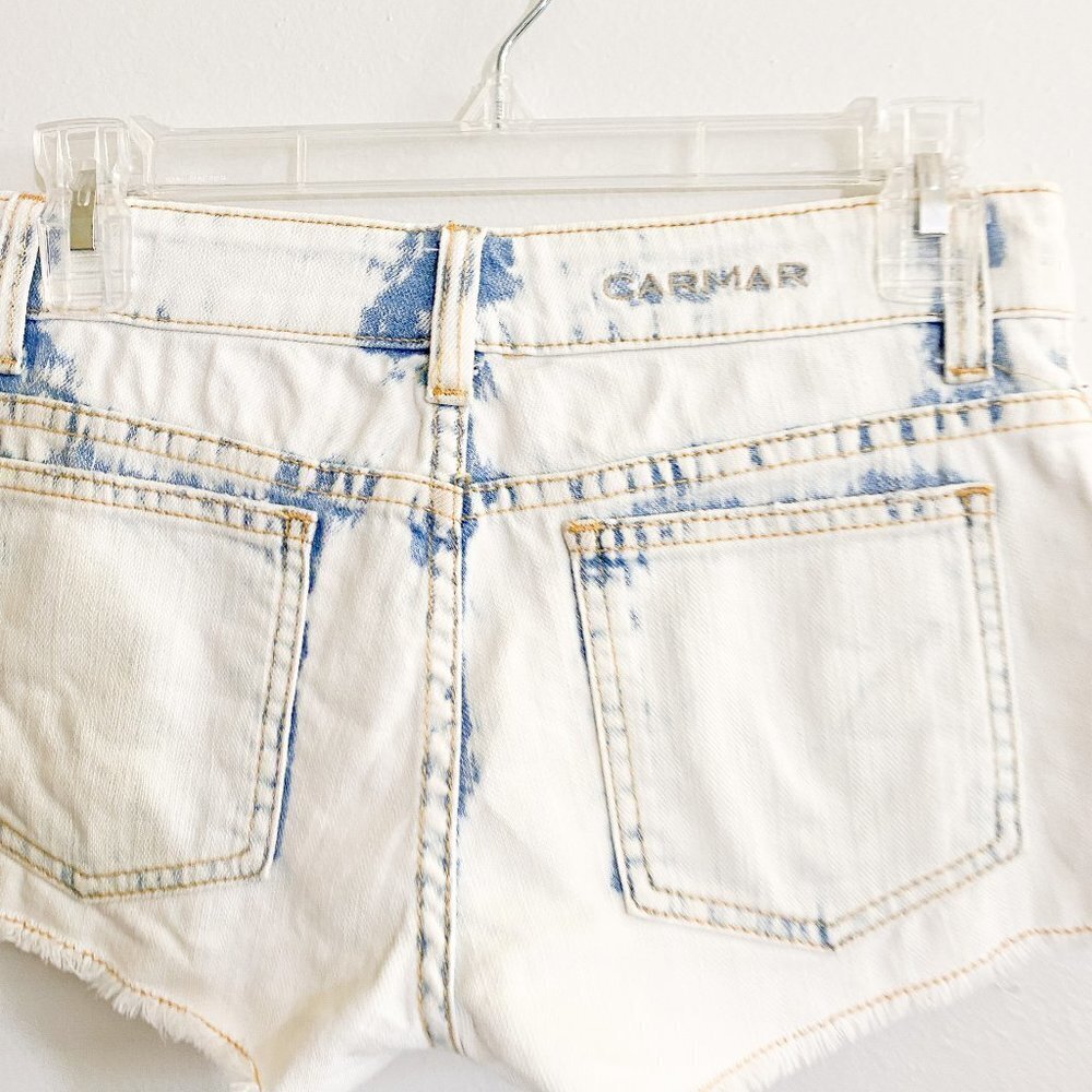 🦋 LF CARMAR Acid Wash Denim Jean Shorts Low Rise 23 Cutoff Casual Festival - Picture 2 of 5